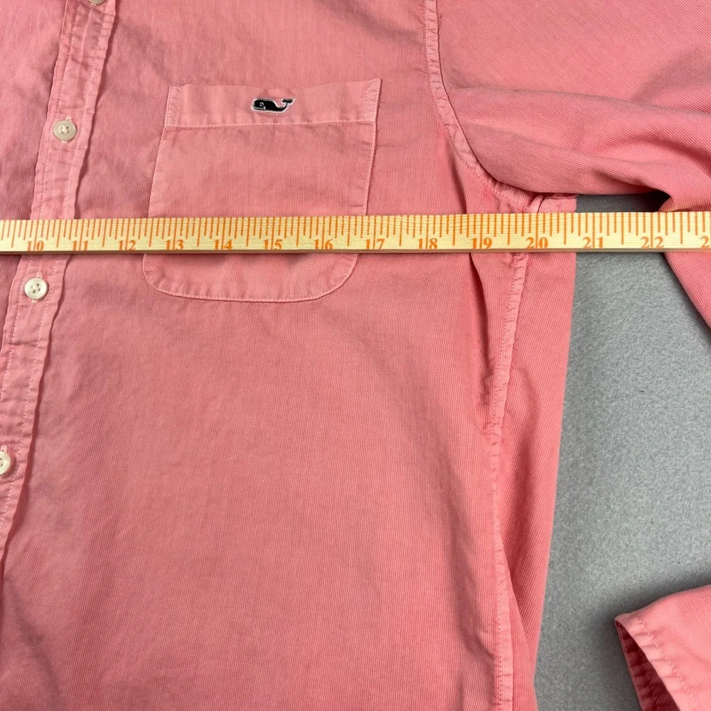 Vineyard Vines Mens Slim Fit Tucker Shirt Salmon Pink Cotton Silk Corduroy Med - Picture 3 of 8